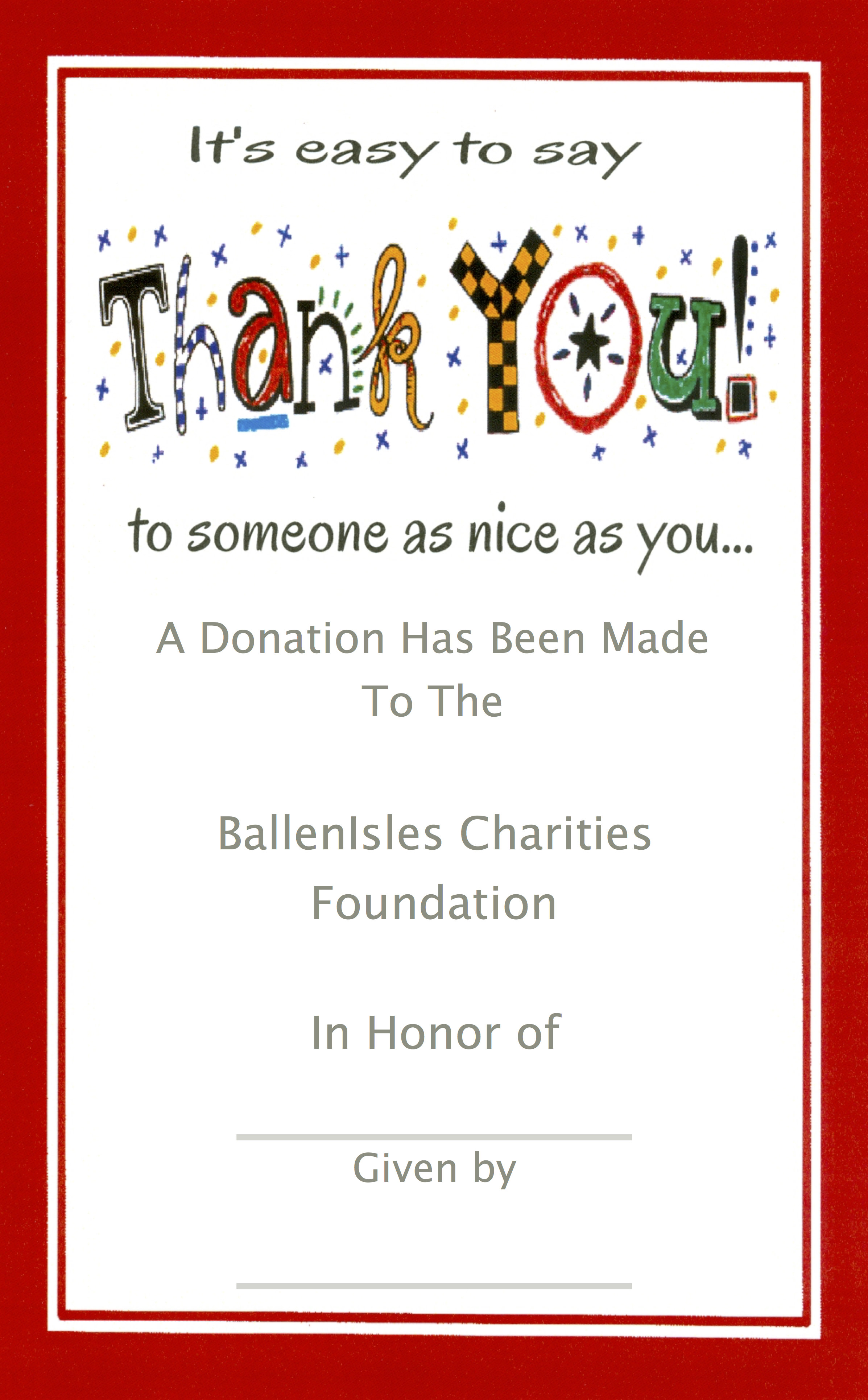 Tribute Cards - BallenIsles Charities Foundation